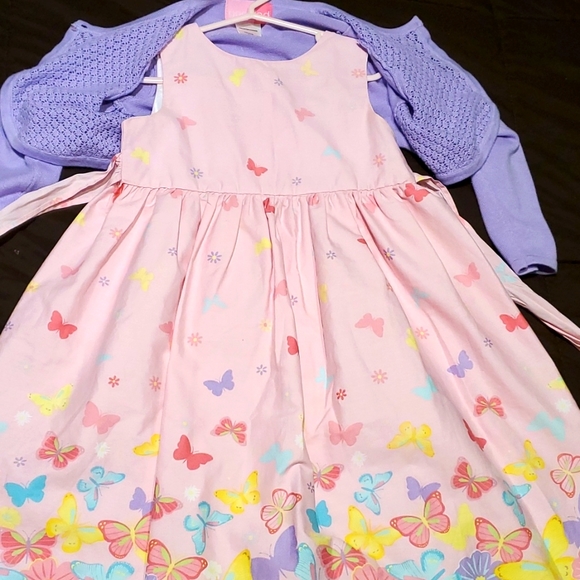 Summer butterfly dress with overlay sweater - Picture 2 of 2